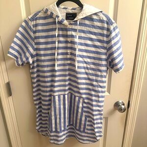 Women's Splash Blue and White Striped Swimsuit Coverup/Dress